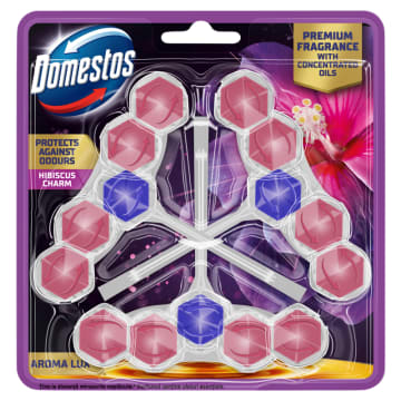 DOMESTOS AROMA LUX Zawieszka do WC - Hibiscus Charm 3x50g