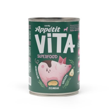 COMFY Appetit Vita Mokra karma monobiałkowa dla dorosłych psów z wieprzowiną i super-foods