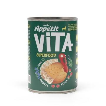 COMFY Appetit Vita Mokra karma monobiałkowa dla dorosłych psów z indykiem i super-foods