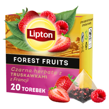 LIPTON Herbata czarna z truskawkami z Francji 20 piramidek