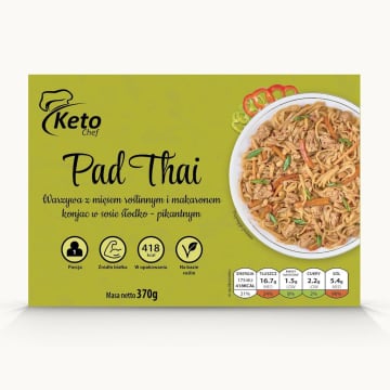Pad Thai - warzywa z mięsem roślinnym i makaronem konjac w sosie słodko-pikantnym
