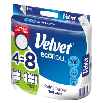 VELVET ECOroll Papier toaletowy delikatnie biały 4 rolki