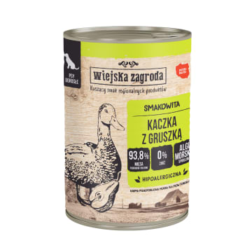 WIEJSKA ZAGRODA Mokry pokarm dla dorosłych psów z kaczką i gruszką puszka