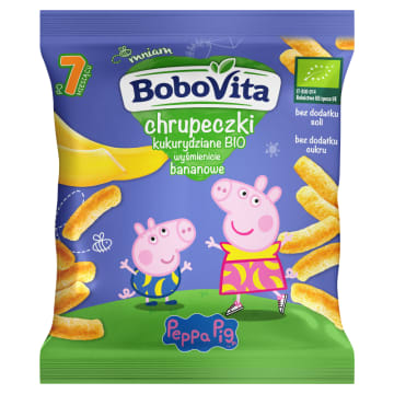 BOBOVITA BIO Chrupeczki kukurydziane - wyśmienicie bananowe po 7 miesiącu Świnka Peppa