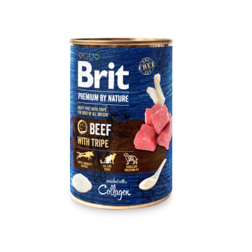 BRIT Premium By Nature Mokry pokarm dla dorosłych psów z wołowiną i flakami puszka