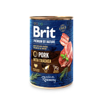 BRIT Premium By Nature Mokry pokarm dla dorosłych psów z wieprzowiną i tchawicą dla psów puszka