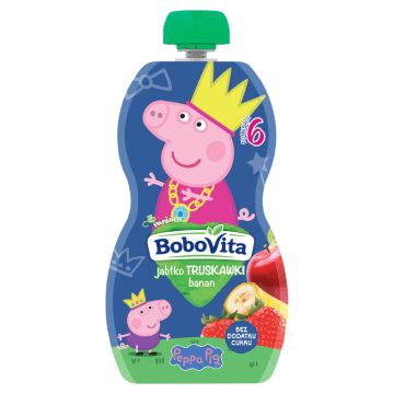 Mus jabłko i truskawki z bananem po 6 miesiącu Świnka Peppa