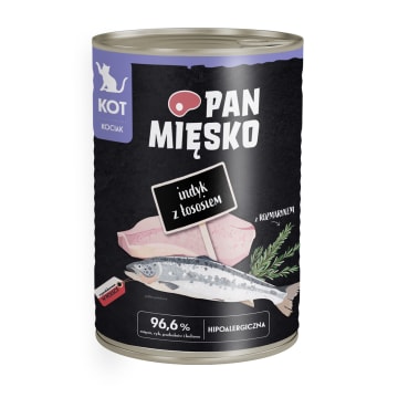 PAN MIĘSKO Mokry pokarm dla kociąt z indykiem i łososiem