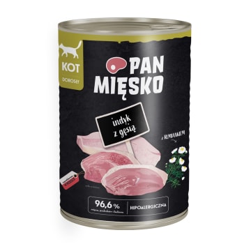 PAN MIĘSKO Mokry pokarm dla dorosłych kotów z indykiem i gęsią