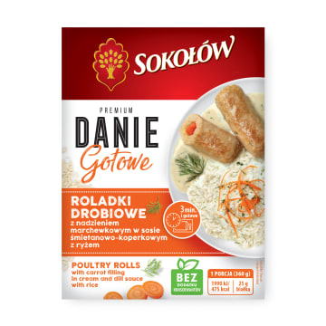 Roladki drobiowe z nadzieniem marchewkowym w sosie śmietanowo koperkowym z ryżem
