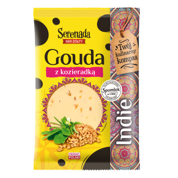 Ser żółty Gouda z kozieradką w plastrach