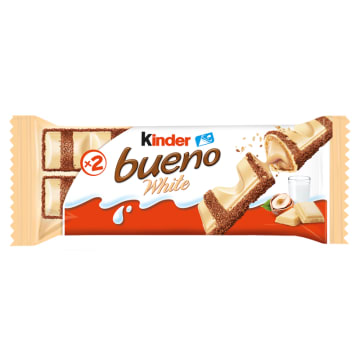 KINDER Bueno Wafel w białej czekoladzie wypełniony mleczno-orzechowym nadzieniem
