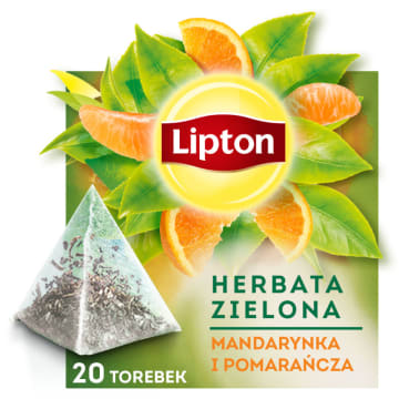 LIPTON Herbata zielona aromatyzowana Mandarynka i Pomarańcza 20 piramidek