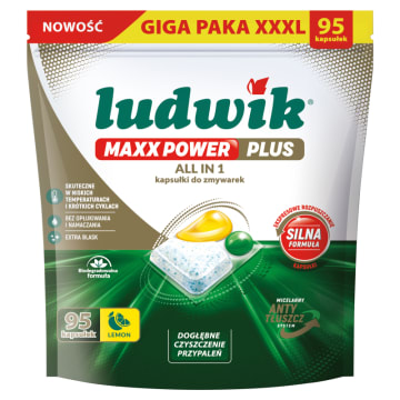LUDWIK Maxx Power Plus All in One Kapsułki do zmywarek LEMON 95 szt.