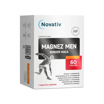 Novativ Magnez Men z korzeniem maca - suplement diety dla mężczyzn (60 tabl.)