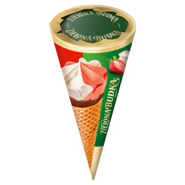 Lody truskawkowe ze śmietanką w rożku