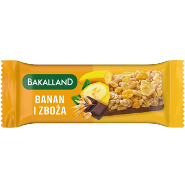 BAKALLAND Baton zbożowy z bananem i polewą kakaową