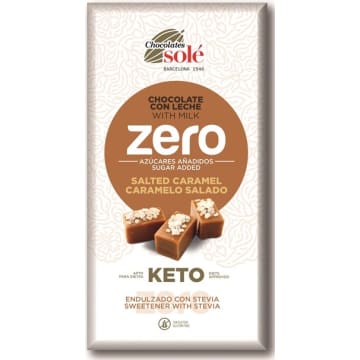 SOLE Czekolada mleczna bez dodatku cukru słony karmel ze stewią KETO