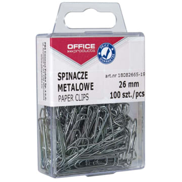 Spinacze metalowe 26mm w pudełku 100szt. srebrne