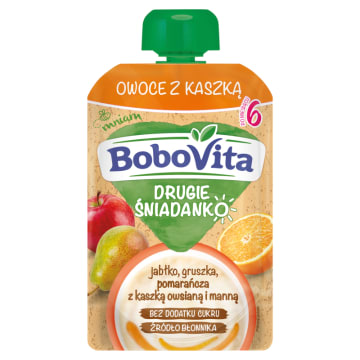 Owoce z kaszką jabłko gruszka pomarańcza po 6 miesiącu