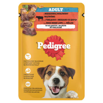 PEDIGREE Pokarm dla psów z wołowiną i wątróbką w galaretce