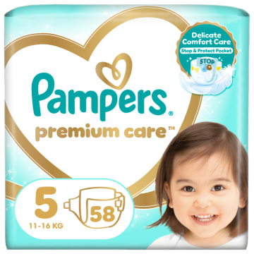 PAMPERS Premium Care Pieluchy Rozmiar 5 Junior (11-18kg) 58 szt.