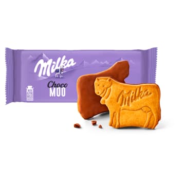 MILKA Choco Mooo Ciastka oblane czekoladą mleczną z mleka alpejskiego