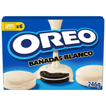 OREO Ciastka kakaowe z nadzieniem waniliowym oblane białą polewą