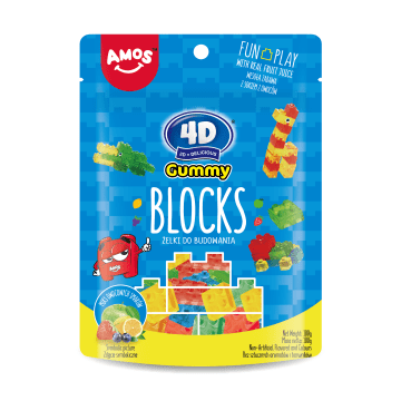 AMOS Żelki owocowe 4D w kształcie klocków do budowania