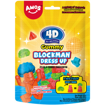 AMOS Żelki owocowe 4D w kształcie klockowych ludzików