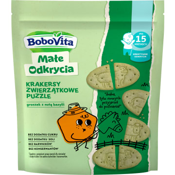 BOBOVITA Krakersy puzzle pszenno-orkiszowe groszek z nutą bazylii po 15 miesiącu