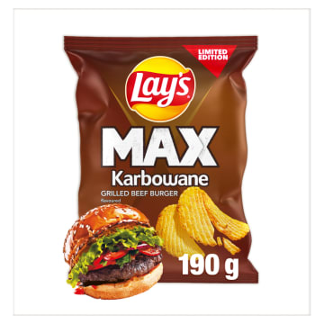 LAY'S MAX Chipsy ziemniaczane karbowane o smaku grilowanego wołowego burgera