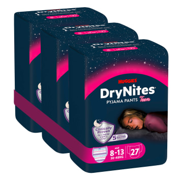 Jednorazowe majteczki na noc dla dziewczynek 8-13 lat 9 szt.