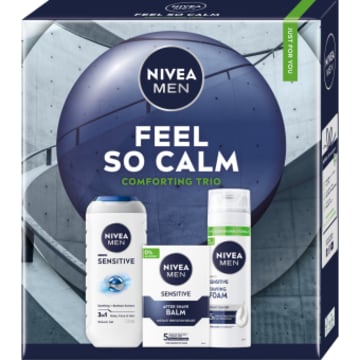 NIVEA Zestaw świąteczny Feel so Calm: Żel + Pianka + Balsam po goleniu