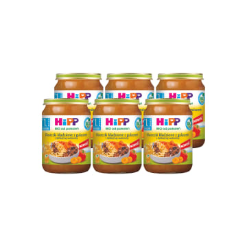 HIPP BIO od pokoleń Kluseczki kładzione z gulaszem z delikatnej wołowiny po 1. roku BIO