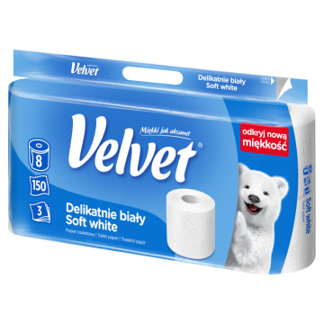 VELVET Delikatnie Biały Papier toaletowy 8 rolek