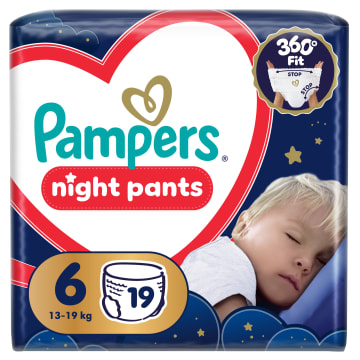 PAMPERS Night Pants Pieluchomajtki rozmiar 6 (13+ kg) 19 szt.