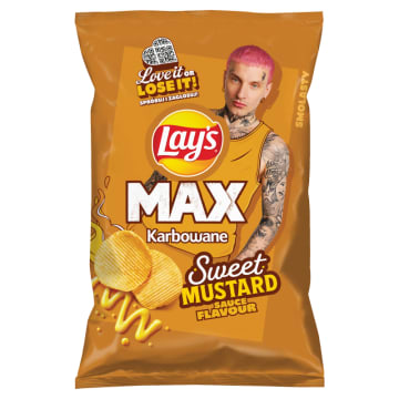 LAY'S MAX Chipsy ziemniaczane karbowane o smaku słodkiego sosu musztardowego