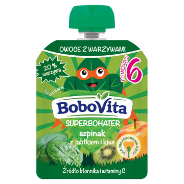 BOBOVITA Superbohater Mus szpinak z jabłkiem i kiwi po 6 miesiącu 80 g
