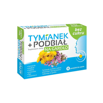 TYMIANEK+PODBIAŁ Pastylki do ssania na gardło (bez cukru) - suplement diety