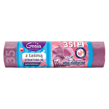 Worki na śmieci z taśmą 3D moletowane 35 L 12 szt.