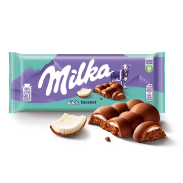 MILKA BUBBLY Czekolada mleczna z nadzieniem kokosowym napowietrzana