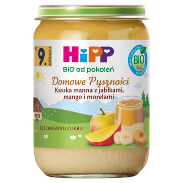HIPP BIO od pokoleń Kaszka manna z jabłkami mango i morelami po 9 miesiącu życia BIO