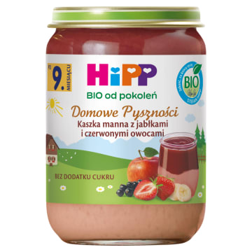 HIPP BIO od pokoleń Kaszka manna z jabłkami i czerwonymi owocami po 9 miesiącu BIO
