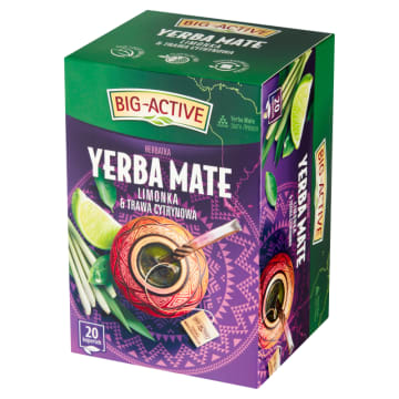 BIG-ACTIVE Herbatka Yerba Mate limonka i trawa cytrynowa 20 torebek (w kopertach)