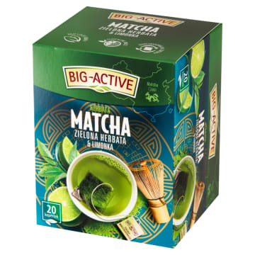 BIG-ACTIVE Herbata Matcha zielona herbata i limonka 20 torebek (w kopertach)