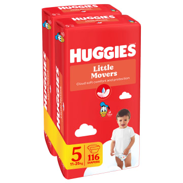 HUGGIES Little Movers Pieluchy Rozmiar 5 (11-22kg) 58 szt.
