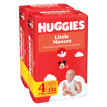 HUGGIES Little Movers Pieluchy Rozmiar 4 (7-18kg) 66 szt.