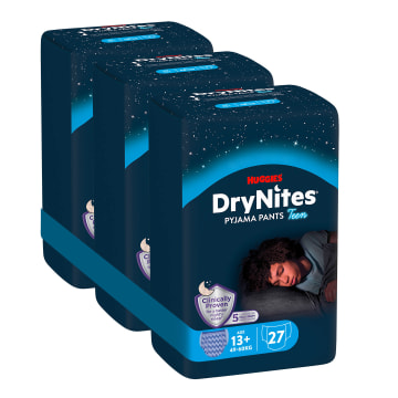 HUGGIES DryNites Pieluchomajtki na noc dla chłopców 13+ lat 9 szt.