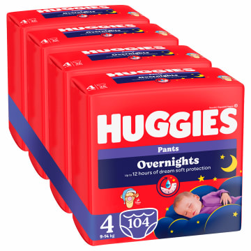 HUGGIES Overnights Pieluchomajtki na noc rozmiar 4 (9-14kg) 26szt.